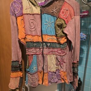 Rising International Multicolor Patchwork Hoodie